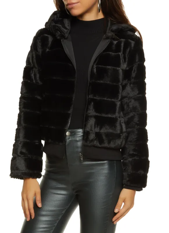 Faux Fur Hooded Jacket sold by Rainbow