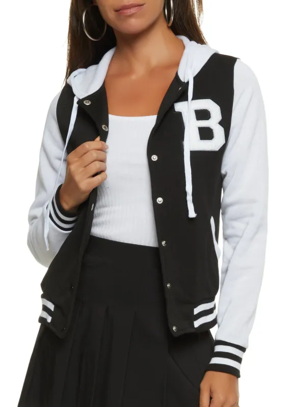 Hooded Color Block Letterman Jacket sold by Rainbow