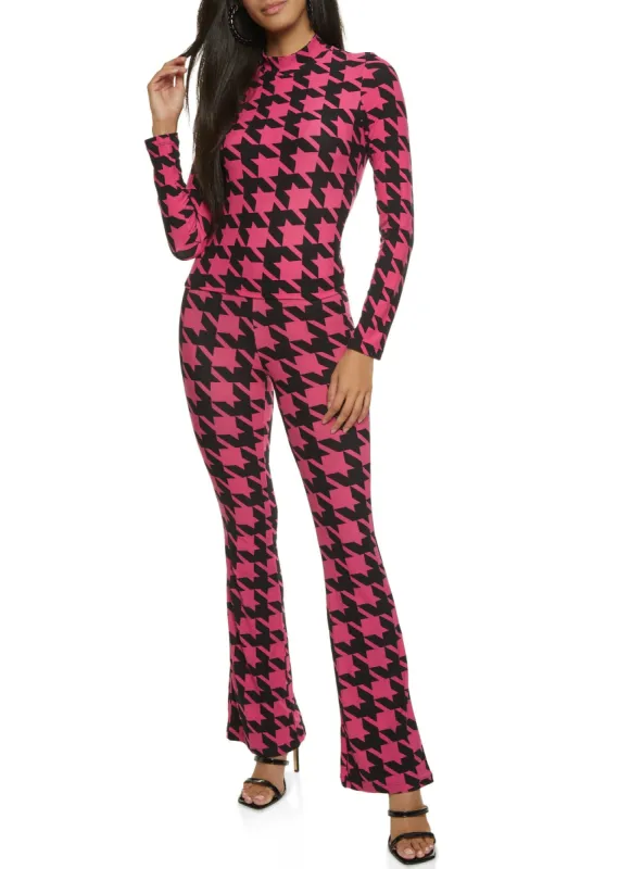 Houndstooth Mock Neck Top and Pants Set sold by Rainbow