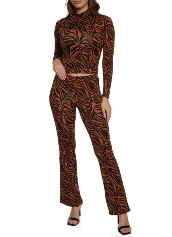 Zebra Print Mock Neck Top and Pants Set sold by Rainbow