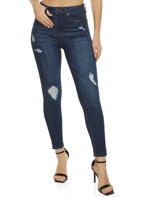 WAX Stretch Distressed High Waisted Jeans sold by Rainbow