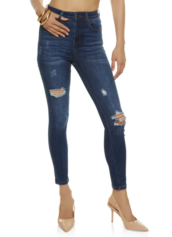 WAX Stretch Distressed High Rise Jeans sold by Rainbow