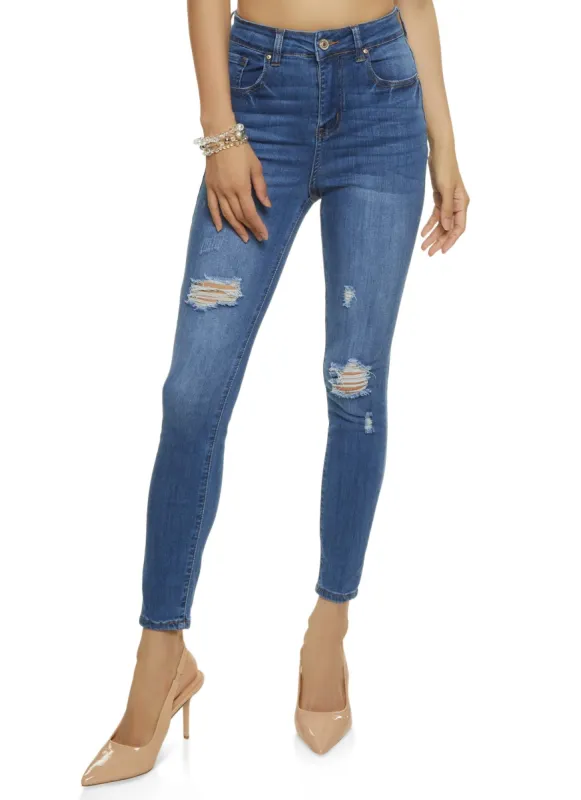 WAX Stretch Distressed High Rise Jeans sold by Rainbow