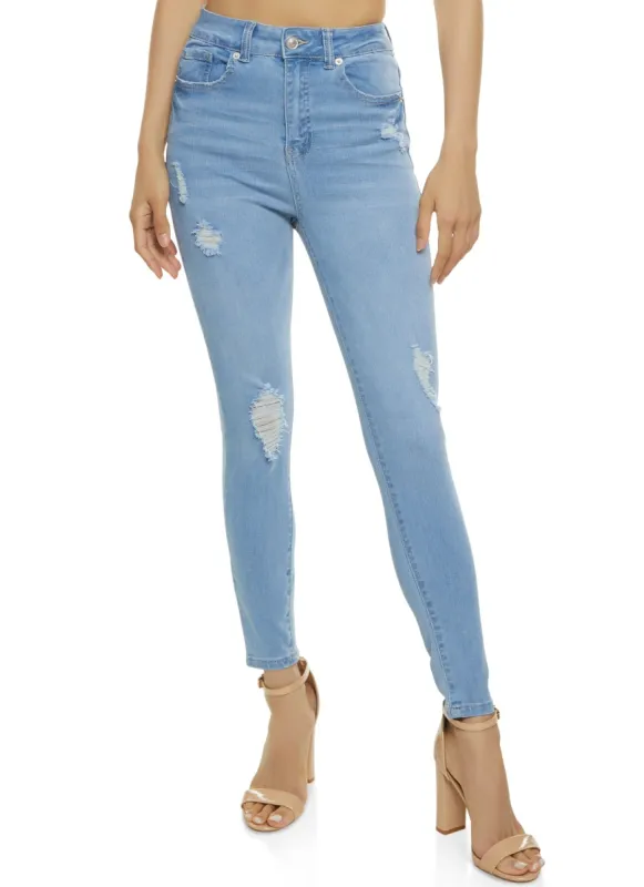 WAX Stretch Distressed High Waisted Jeans sold by Rainbow