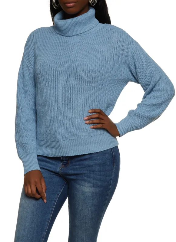 Turtleneck Balloon Sleeve Sweater sold by Rainbow