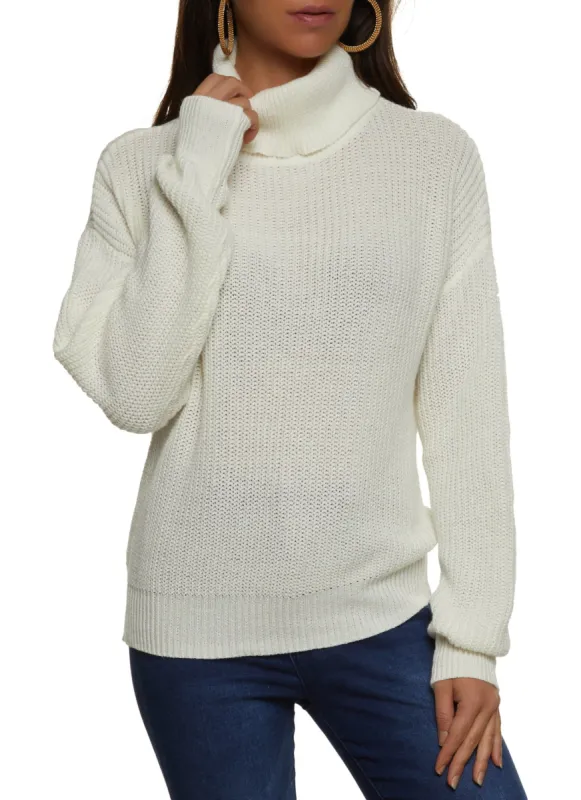 Turtleneck Balloon Sleeve Sweater sold by Rainbow