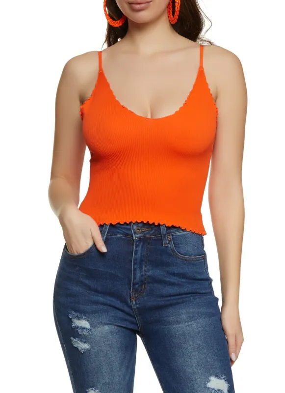 Ribbed Knit Lettuce Edge Seamless Cami sold by Rainbow