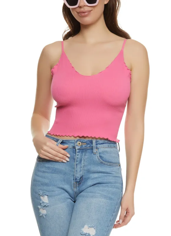 Ribbed Knit Lettuce Edge Seamless Cami sold by Rainbow