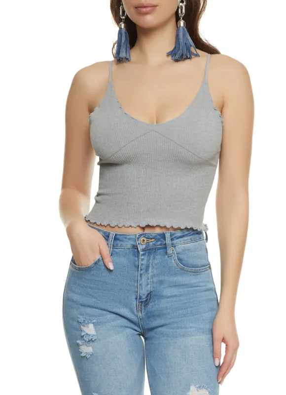 Ribbed Knit Lettuce Edge Seamless Cami sold by Rainbow