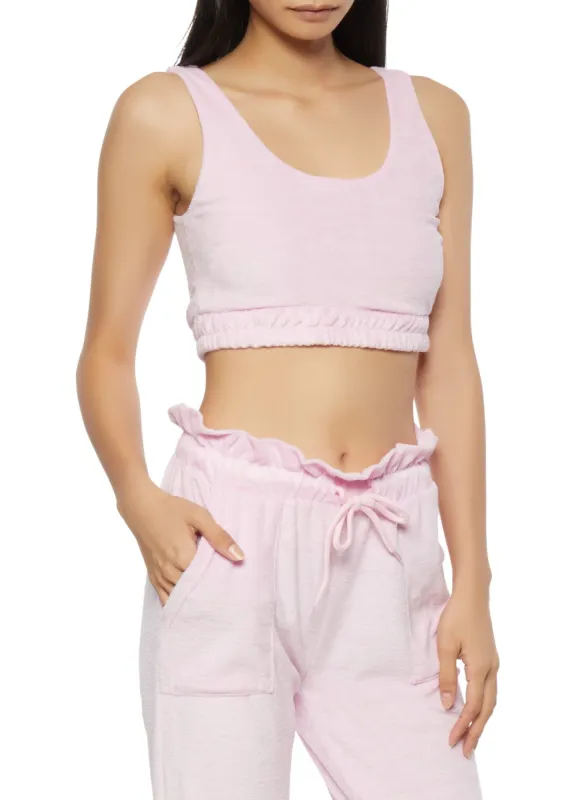 French Terry Elastic Hem Crop Top sold by Rainbow