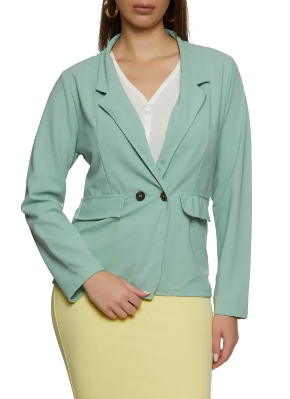 Notch Collar Two Button Blazer sold by Rainbow