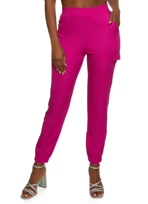 Crepe Knit Cargo Pocket Jogger sold by Rainbow