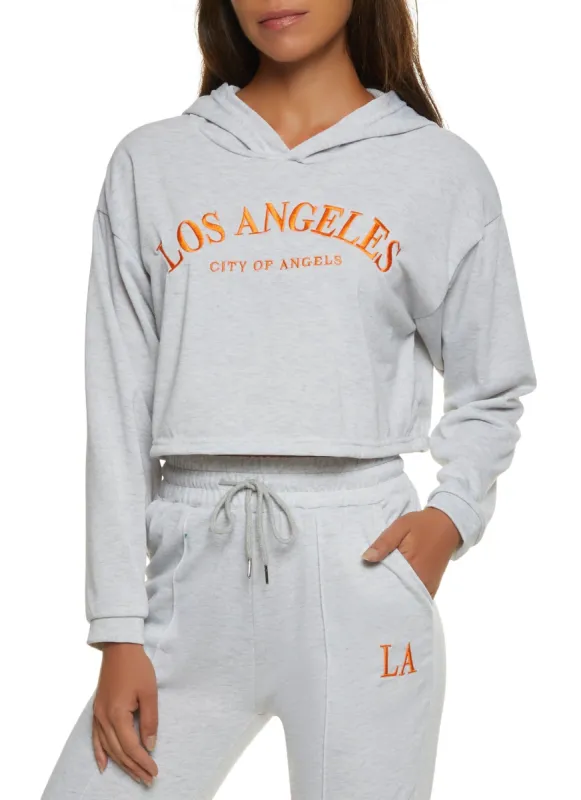 Los Angeles Embroidered Pullover Hoodie sold by Rainbow