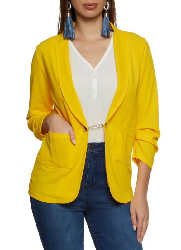 Ruched Sleeve Chain Detail Blazer sold by Rainbow