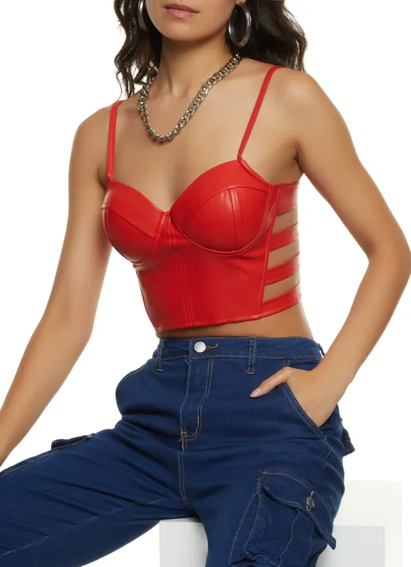 Faux Leather Caged Bustier Top sold by Rainbow