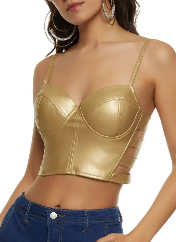 Faux Leather Caged Bustier Top sold by Rainbow