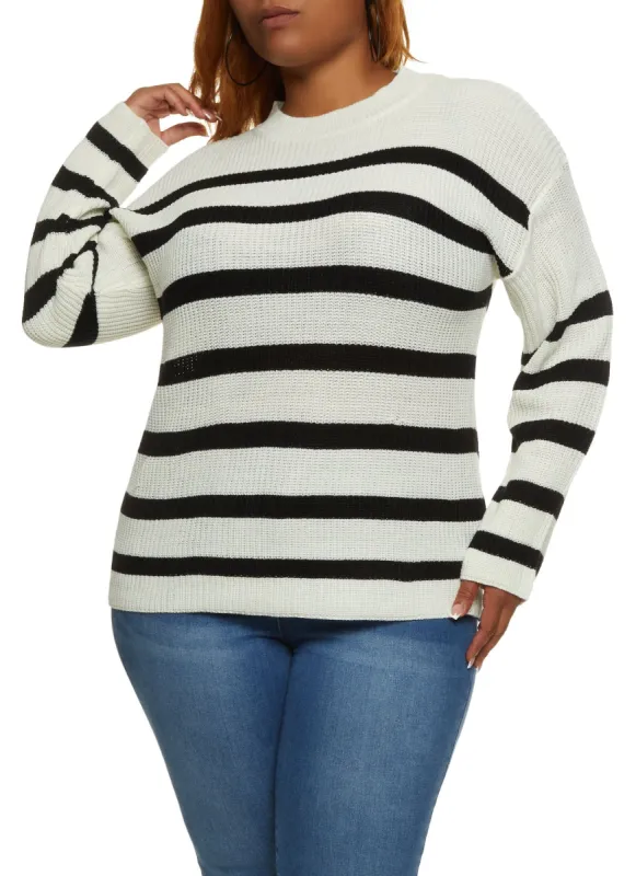 Plus Size Pullover Striped Sweater sold by Rainbow
