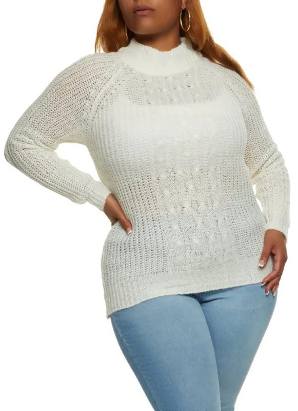 Plus Size Solid Mock Neck Pullover Sweater sold by Rainbow