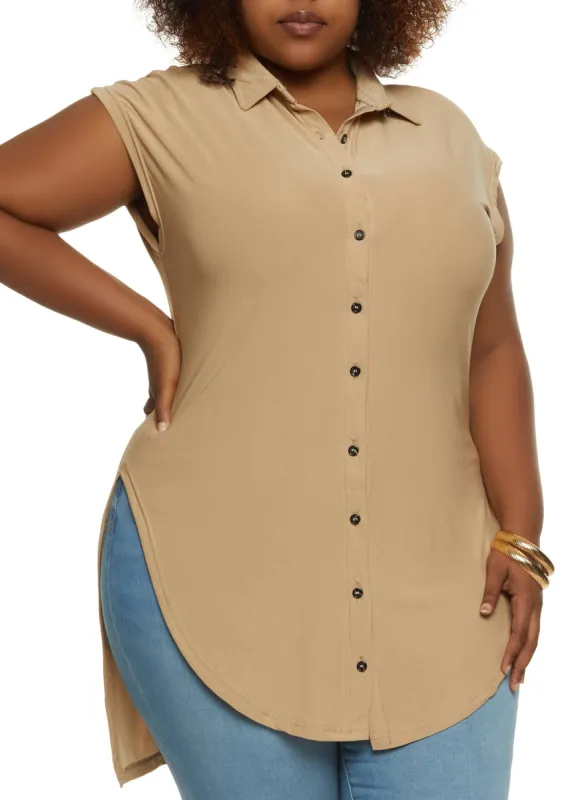 Plus Size Crepe Knit High Low Shirt sold by Rainbow