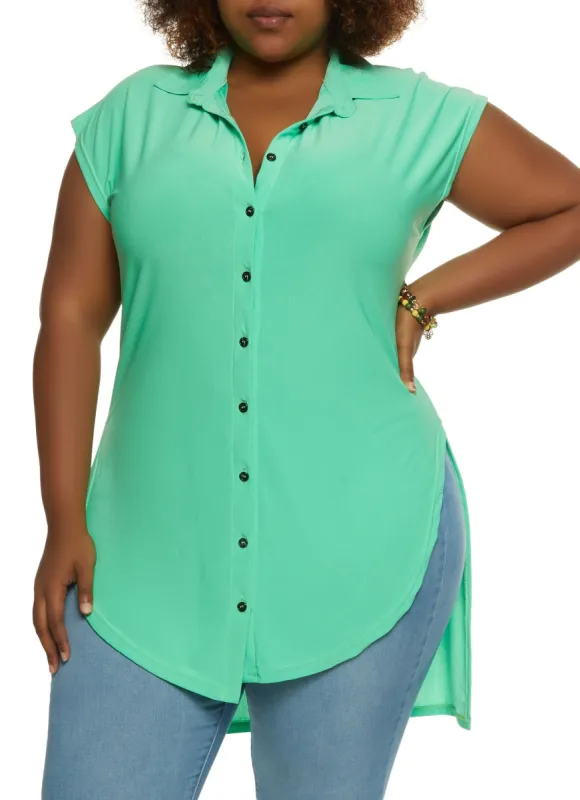 Plus Size Crepe Knit High Low Shirt sold by Rainbow