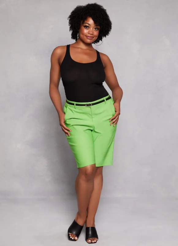 Plus Size Belted Bermuda Shorts sold by Rainbow