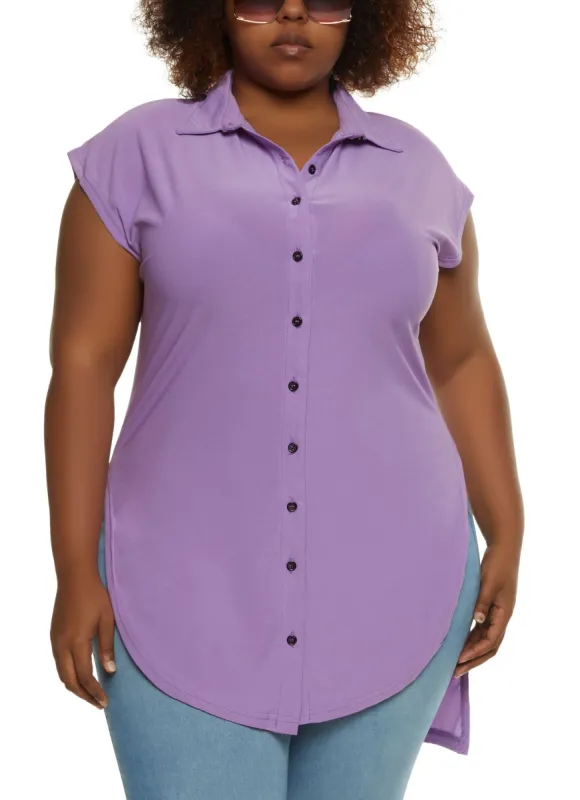 Plus Size Crepe Knit High Low Shirt sold by Rainbow