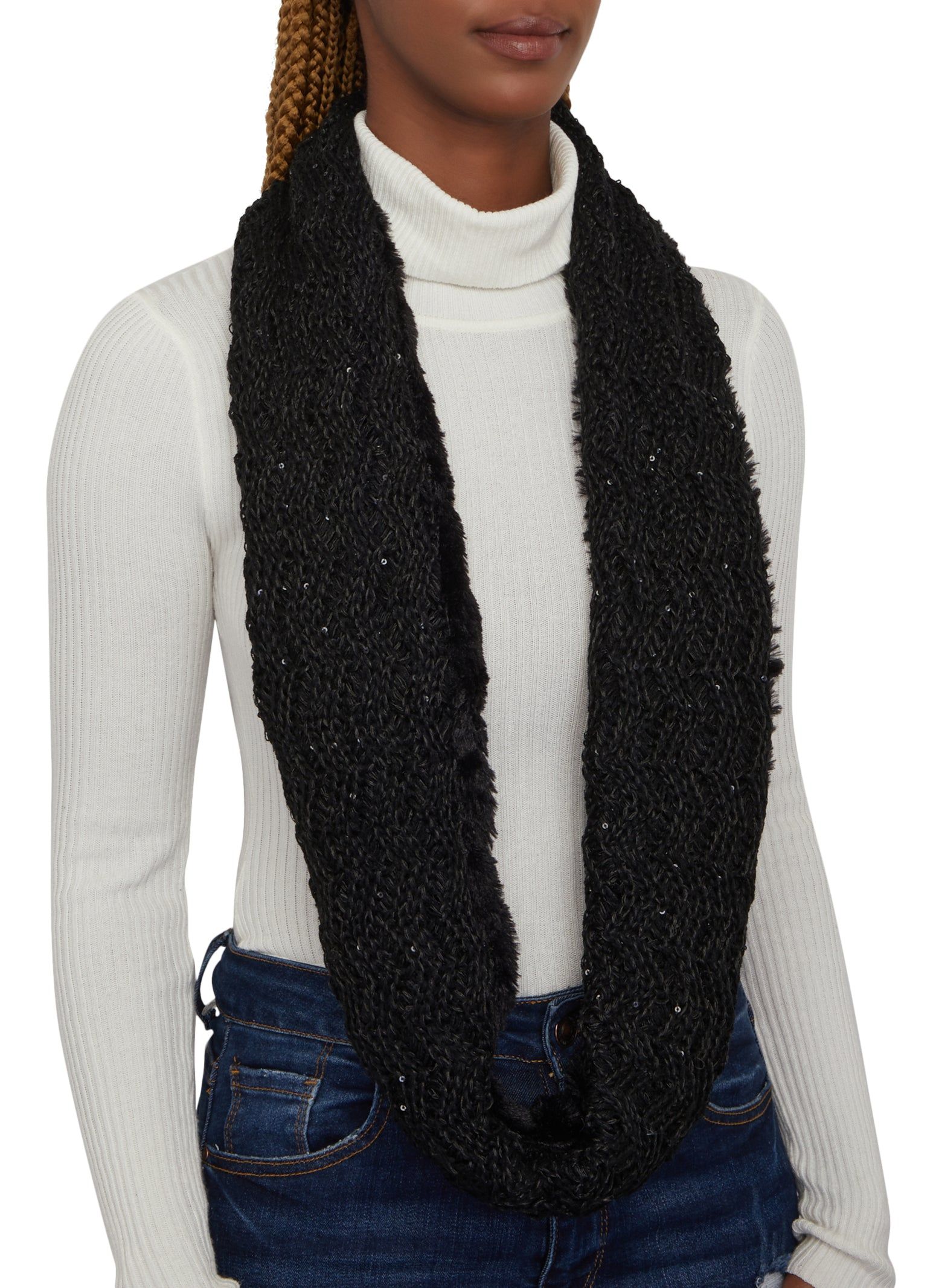 Faux Fur Lined Sequin Infinity Scarf sold by Rainbow product image thumbnail 2