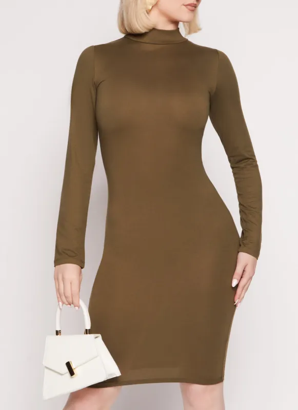 Basic Mock Neck Long Sleeve Dress sold by Rainbow