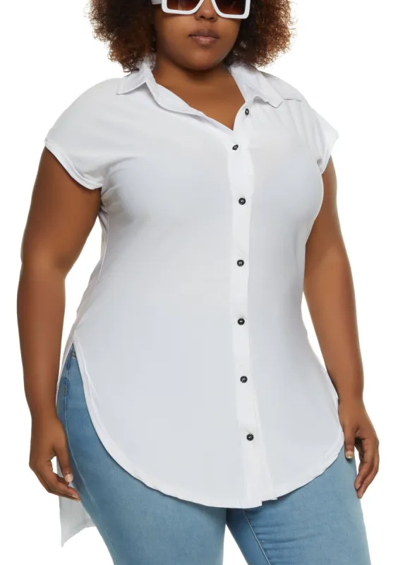 Plus Size Crepe Knit High Low Shirt sold by Rainbow