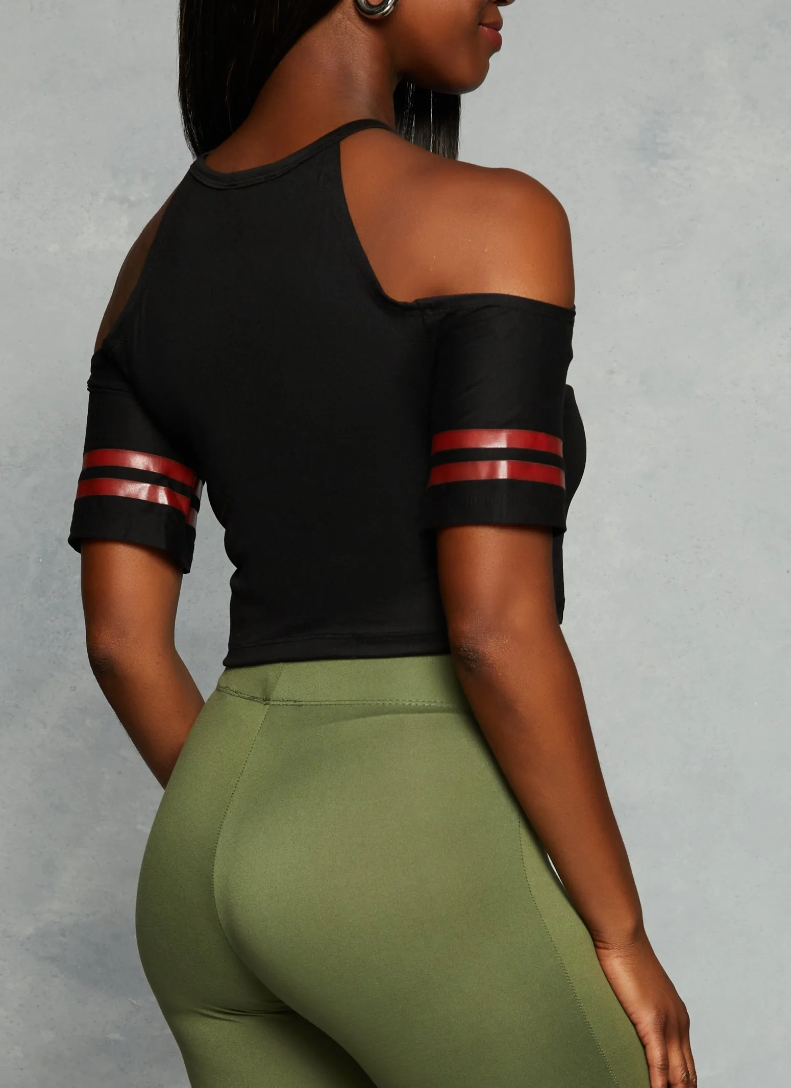 Team USA Cold Shoulder Crop Top sold by Rainbow product image thumbnail 3