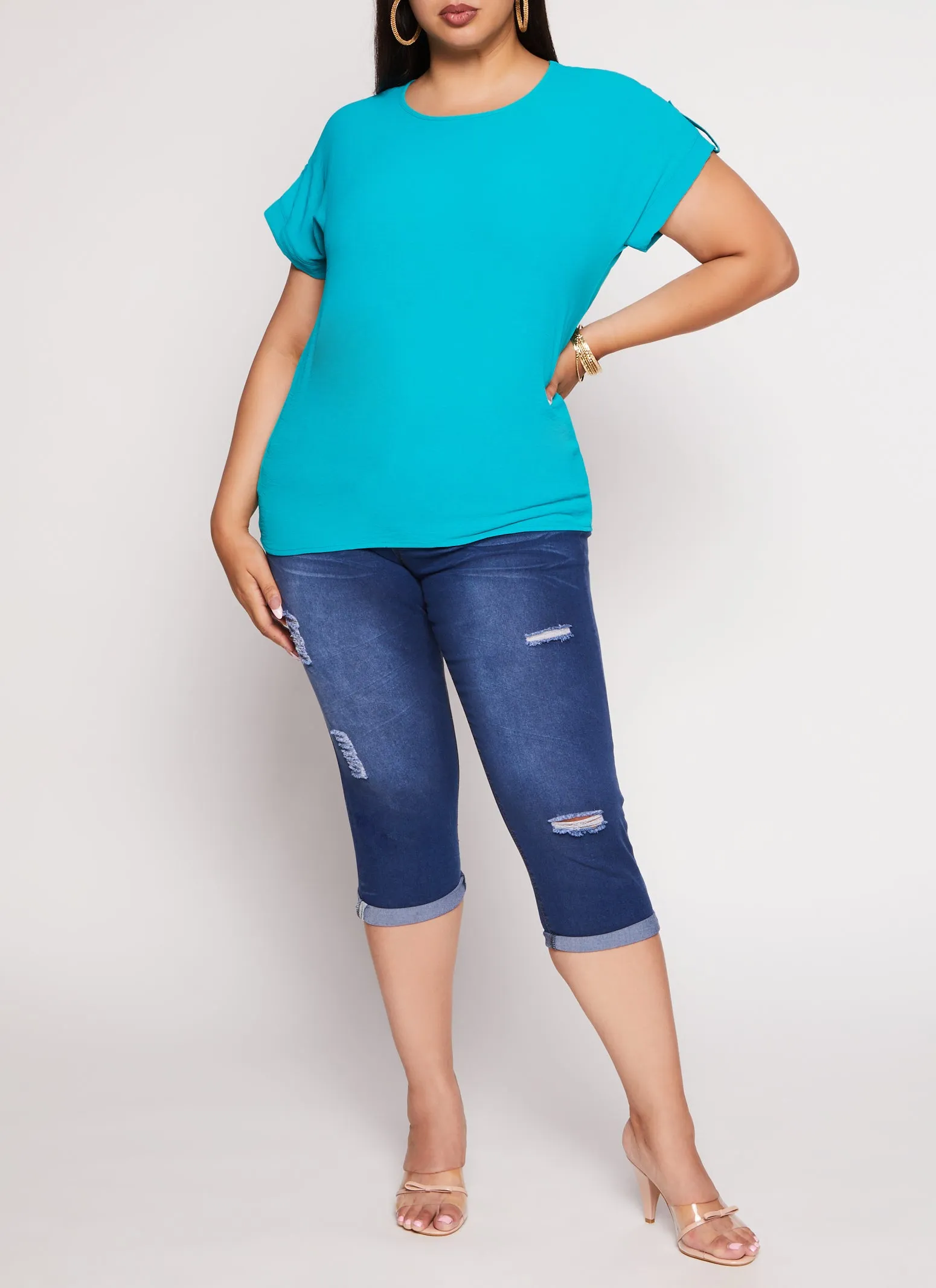 Plus Size Airy Tabbed Short Sleeve Top sold by Rainbow product image thumbnail 2