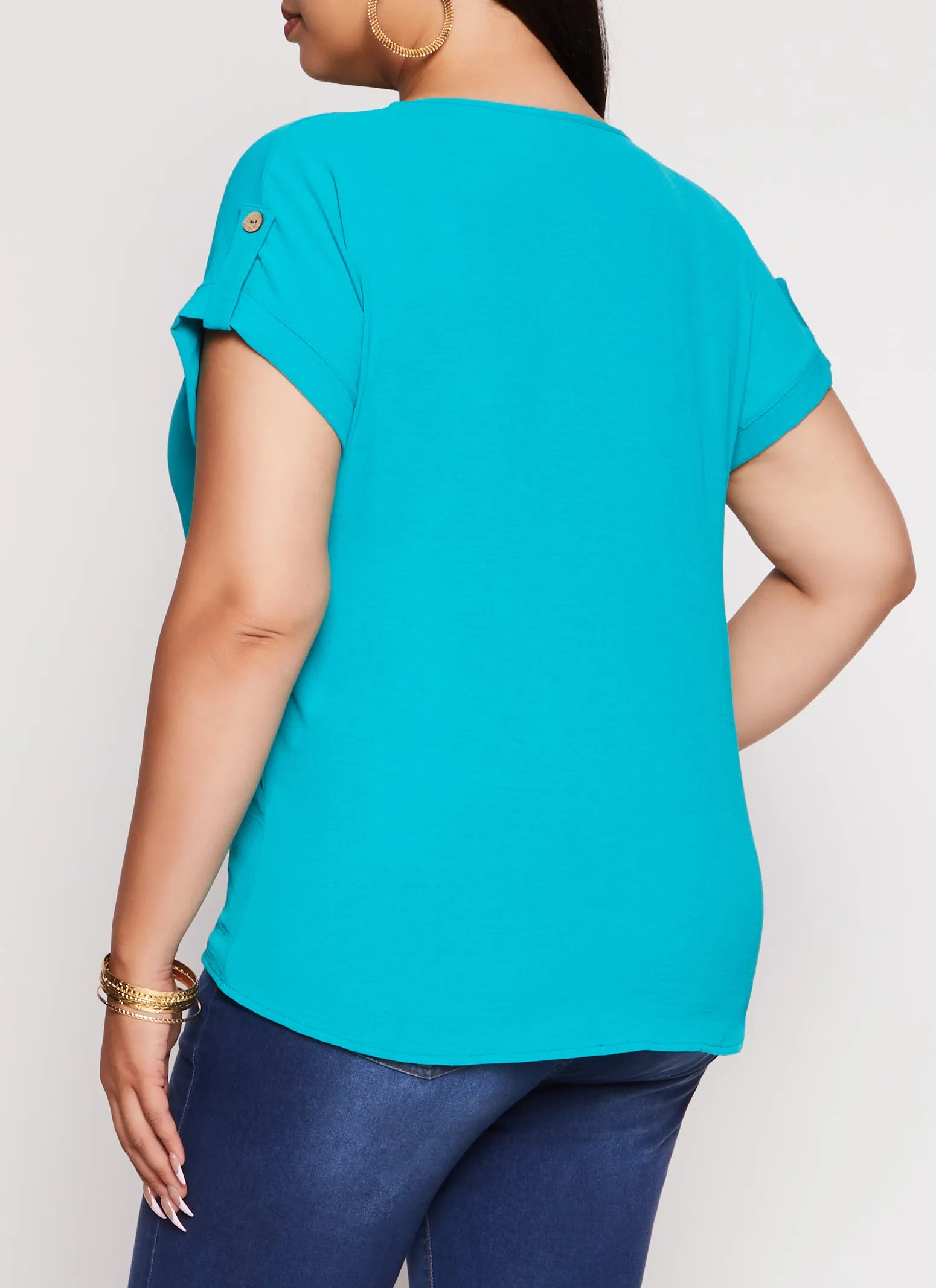 Plus Size Airy Tabbed Short Sleeve Top sold by Rainbow product image thumbnail 3