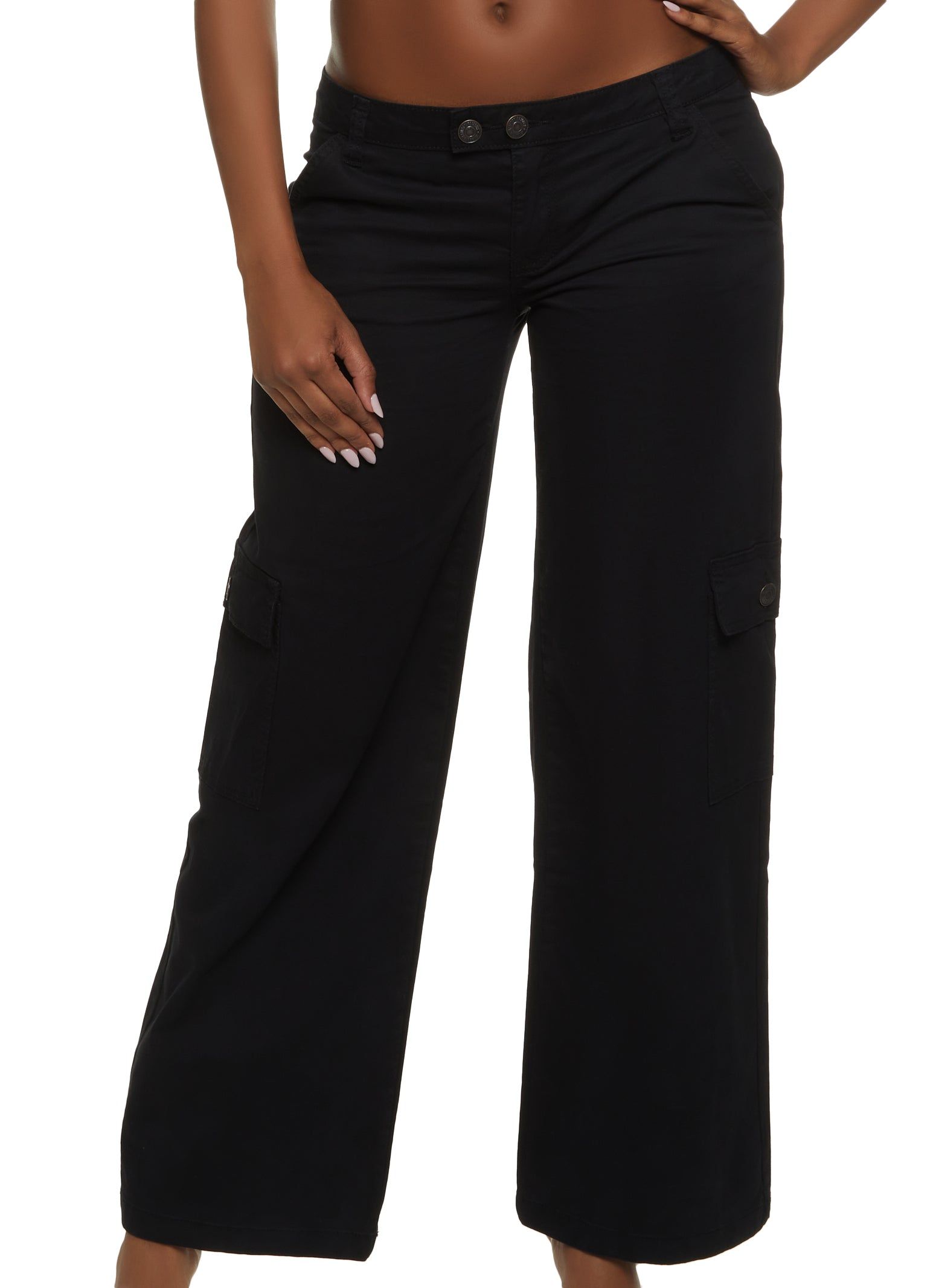 Twill Wide Leg Cargo Pants sold by Rainbow