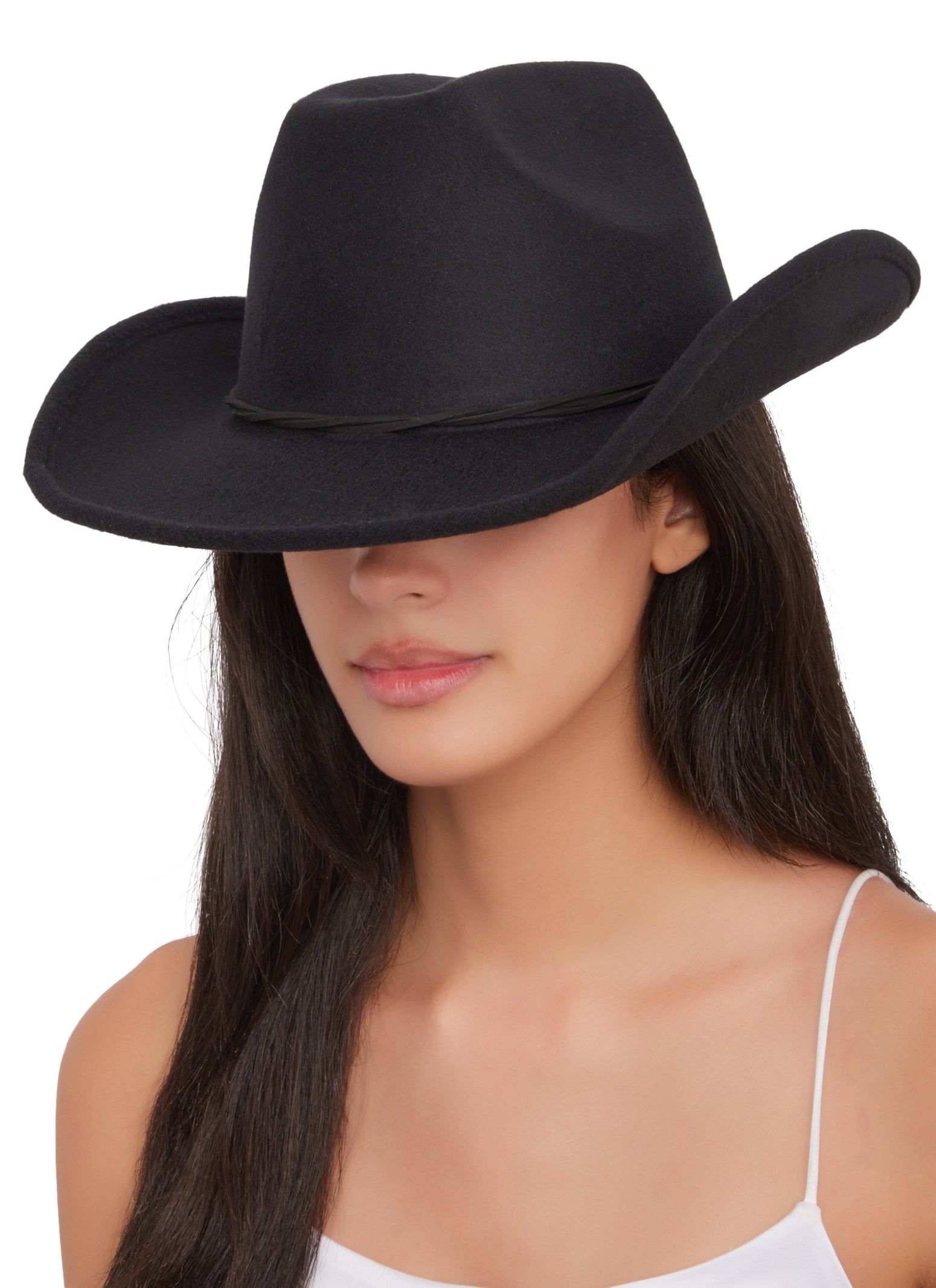 Faux Suede Detail Cowboy Hat sold by Rainbow