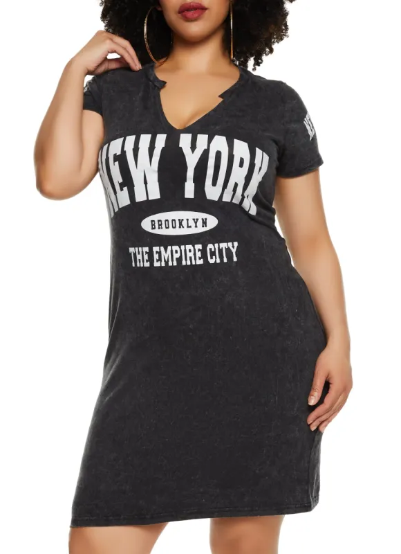 Plus Size New York Brooklyn The Empire City T Shirt Dress sold by Rainbow