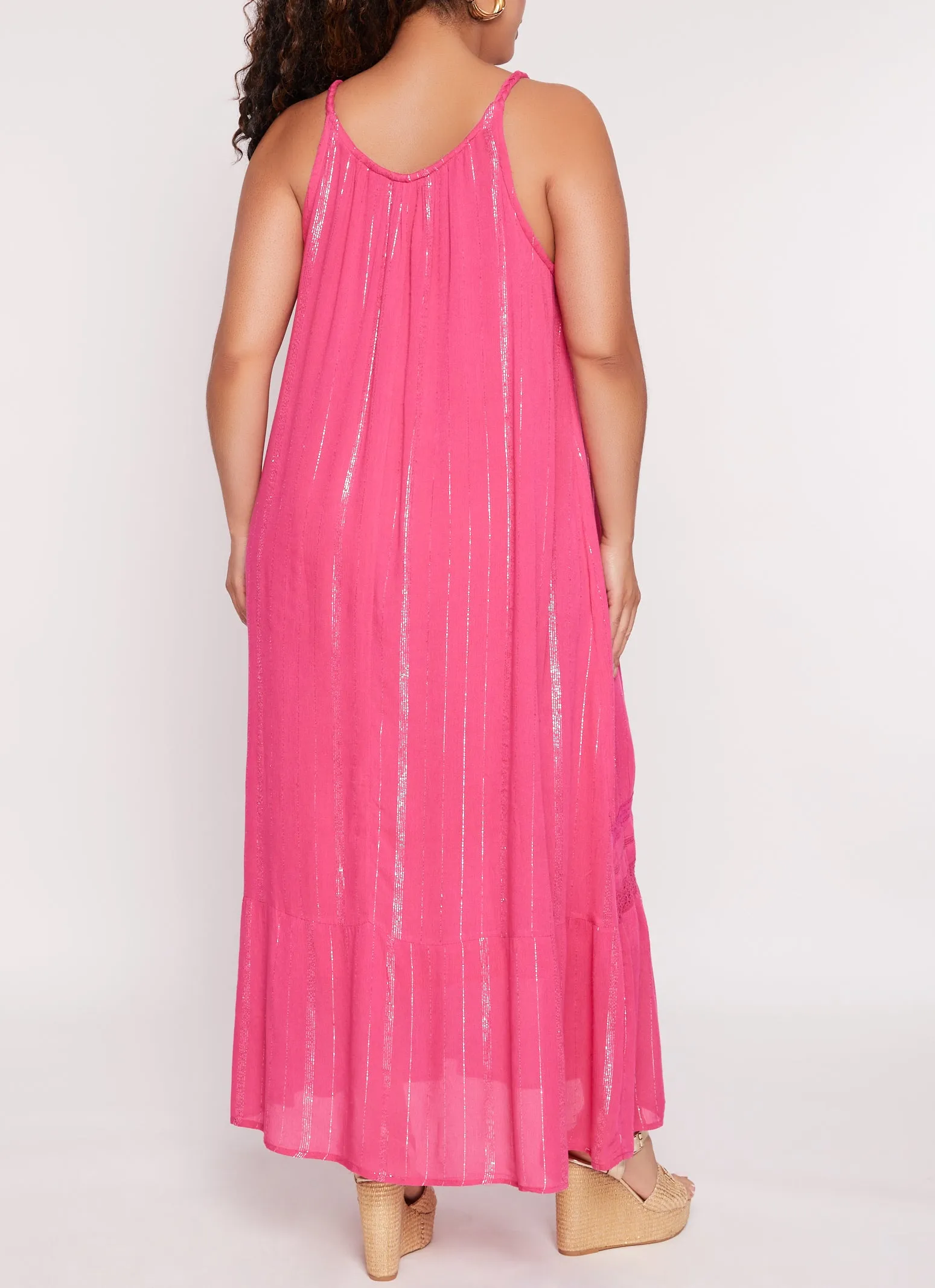 Plus Size Braided Strap Gauze Knit Maxi Dress sold by Rainbow product image thumbnail 3