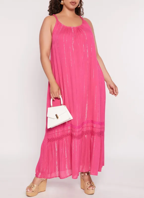 Plus Size Braided Strap Gauze Knit Maxi Dress sold by Rainbow