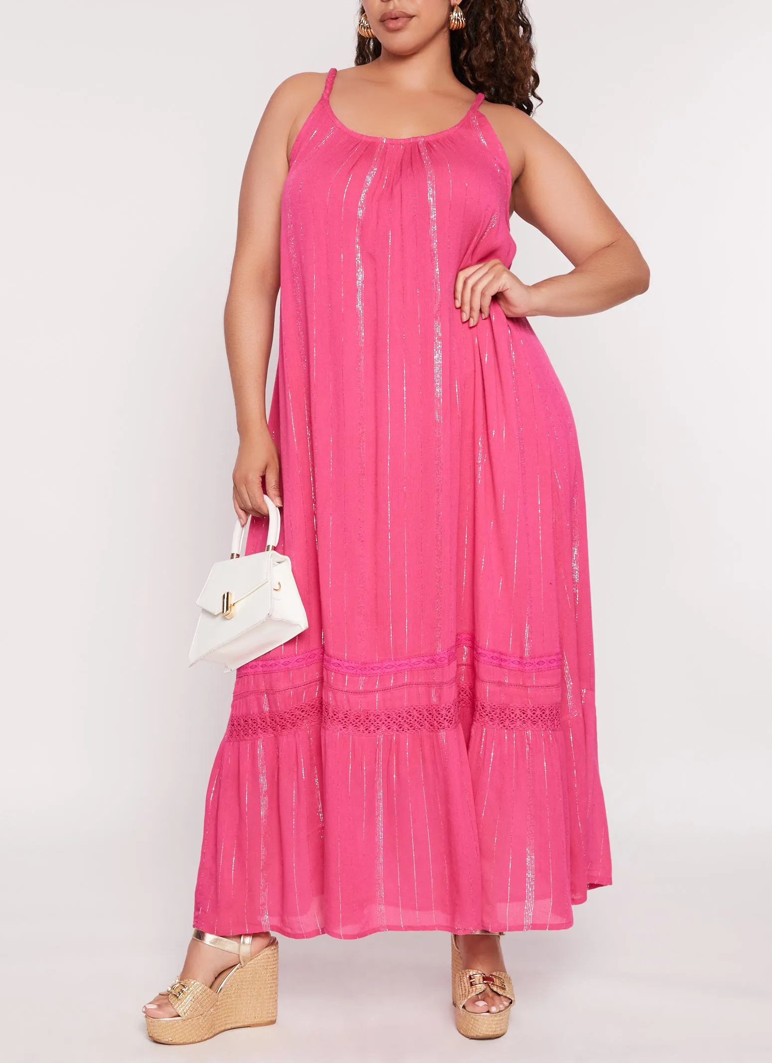 Plus Size Braided Strap Gauze Knit Maxi Dress sold by Rainbow product image thumbnail 2