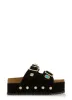 Charm Pendant Cork Detail Platform Footbed Sandals sold by Rainbow