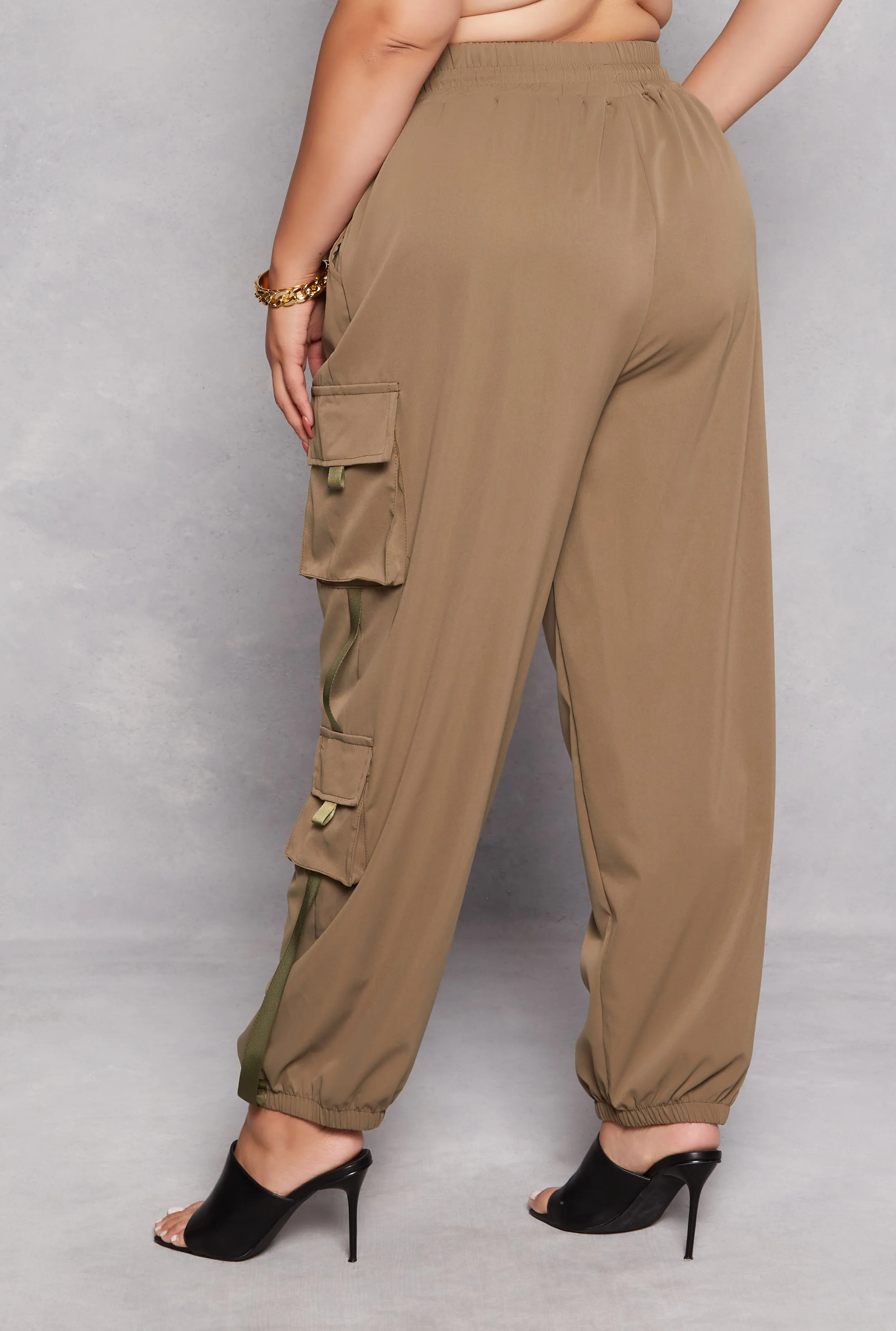 Plus Size Poplin Drawstring Cargo Joggers sold by Rainbow product image thumbnail 3