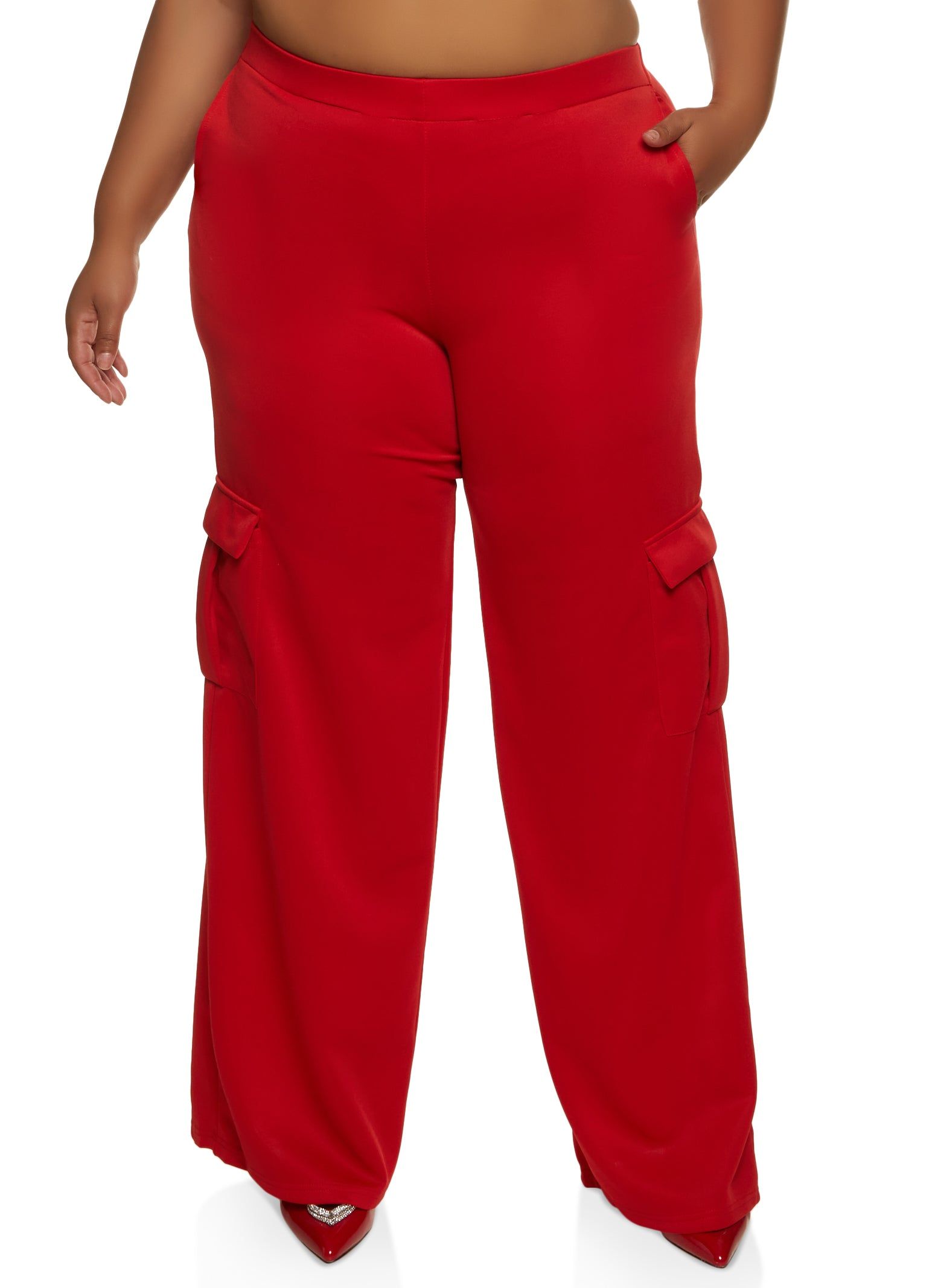 Plus Size Cargo Pocket Wide Leg Pants sold by Rainbow