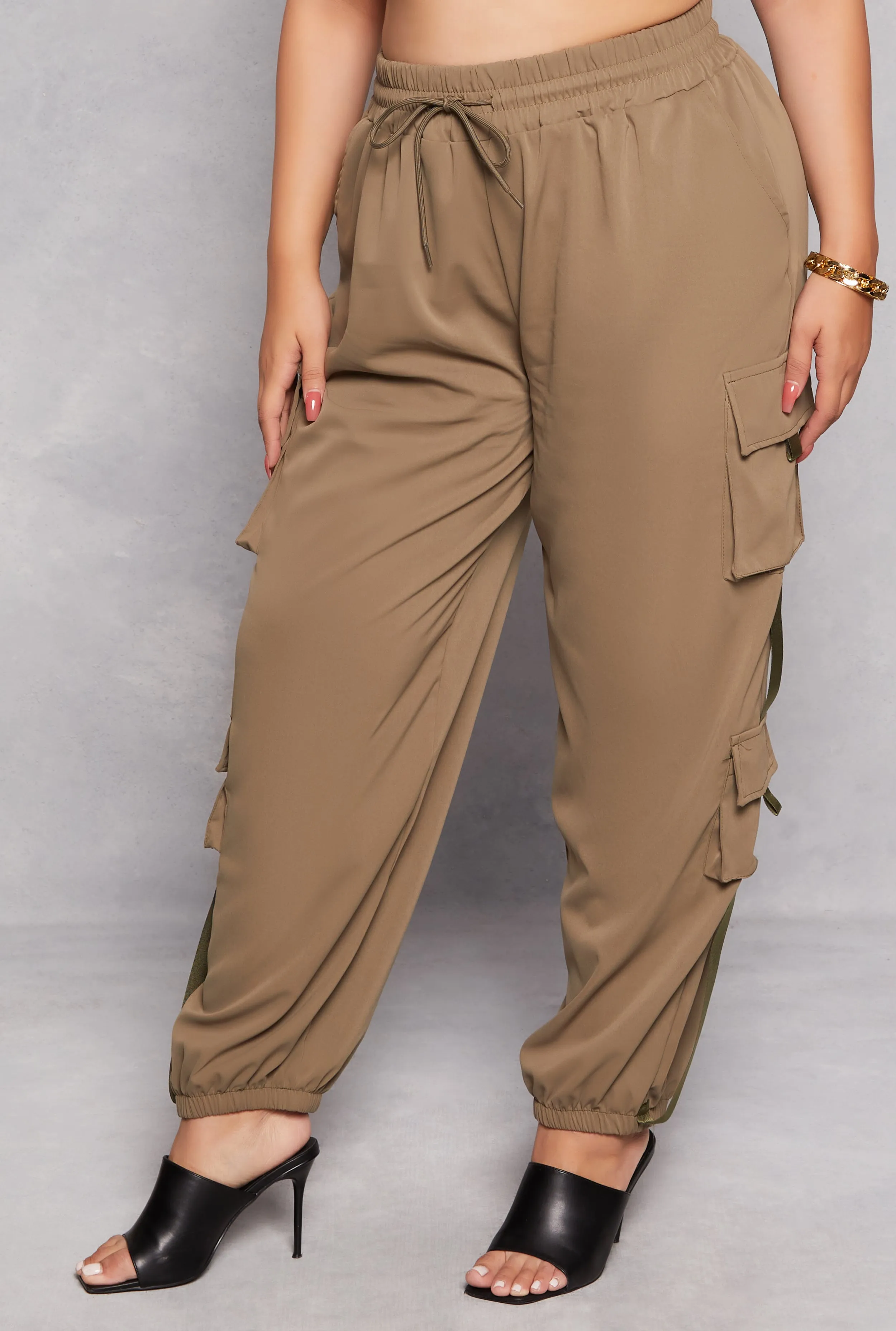 Plus Size Poplin Drawstring Cargo Joggers sold by Rainbow product image thumbnail 2