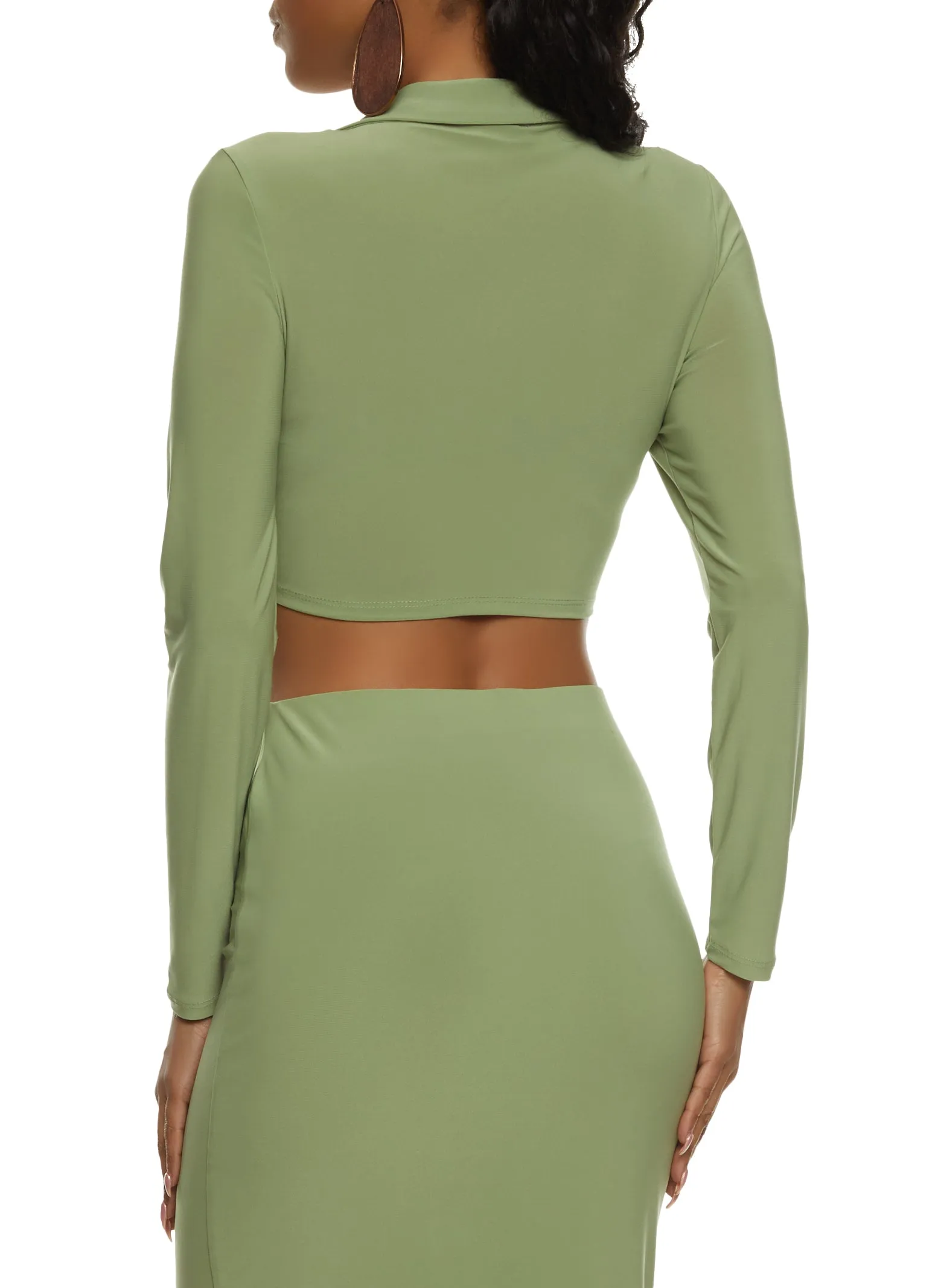 Long Sleeve Tie Front Cropped Blouse sold by Rainbow product image thumbnail 3