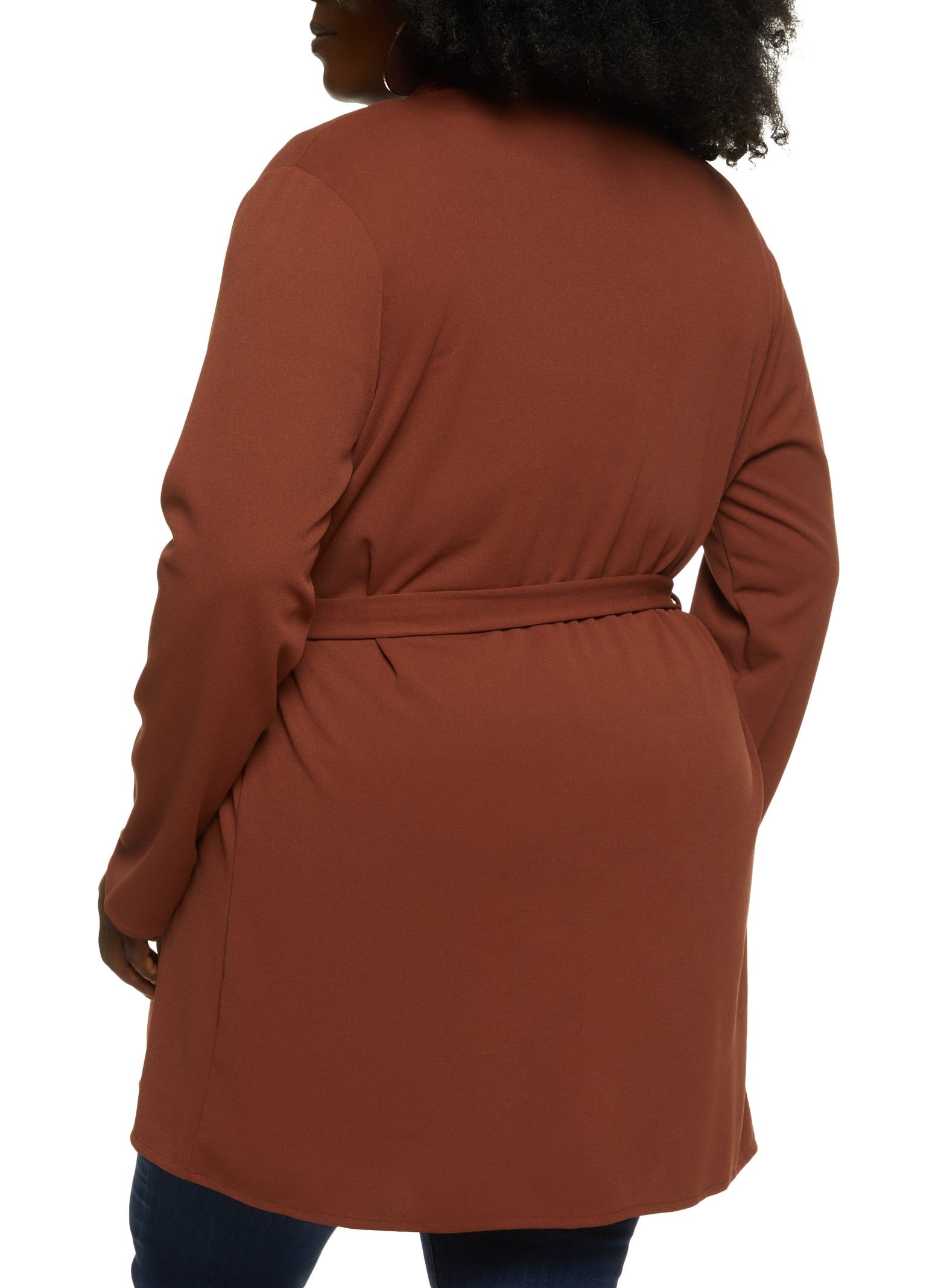Plus Size Crepe Knit Draped Collar Wrap Coat sold by Rainbow product image thumbnail 3