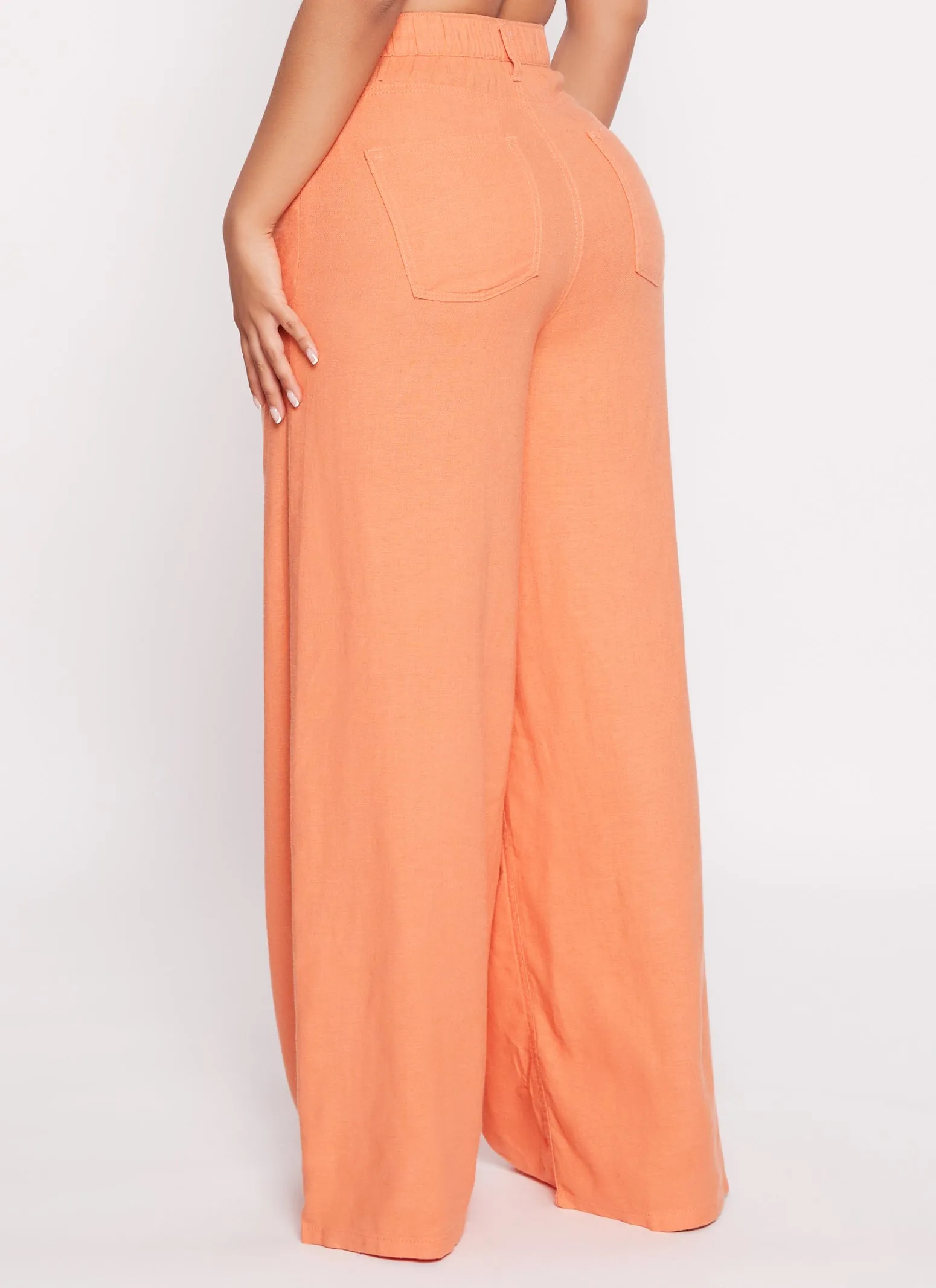 Solid Linen High Waisted Wide Leg Pants sold by Rainbow product image thumbnail 3