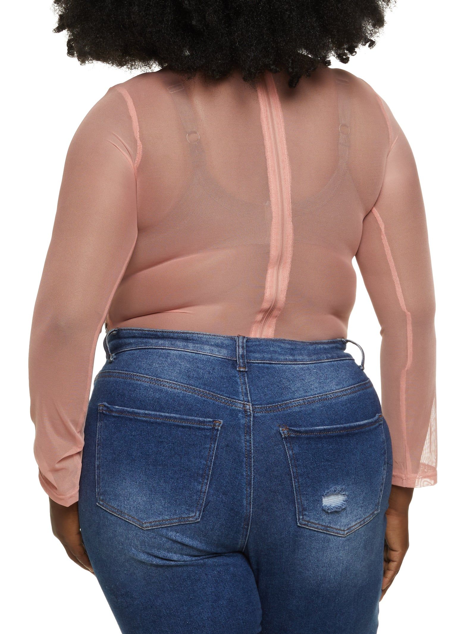 Plus Size Butterfly Sequin Mesh Long Sleeve Bodysuit sold by Rainbow product image thumbnail 3