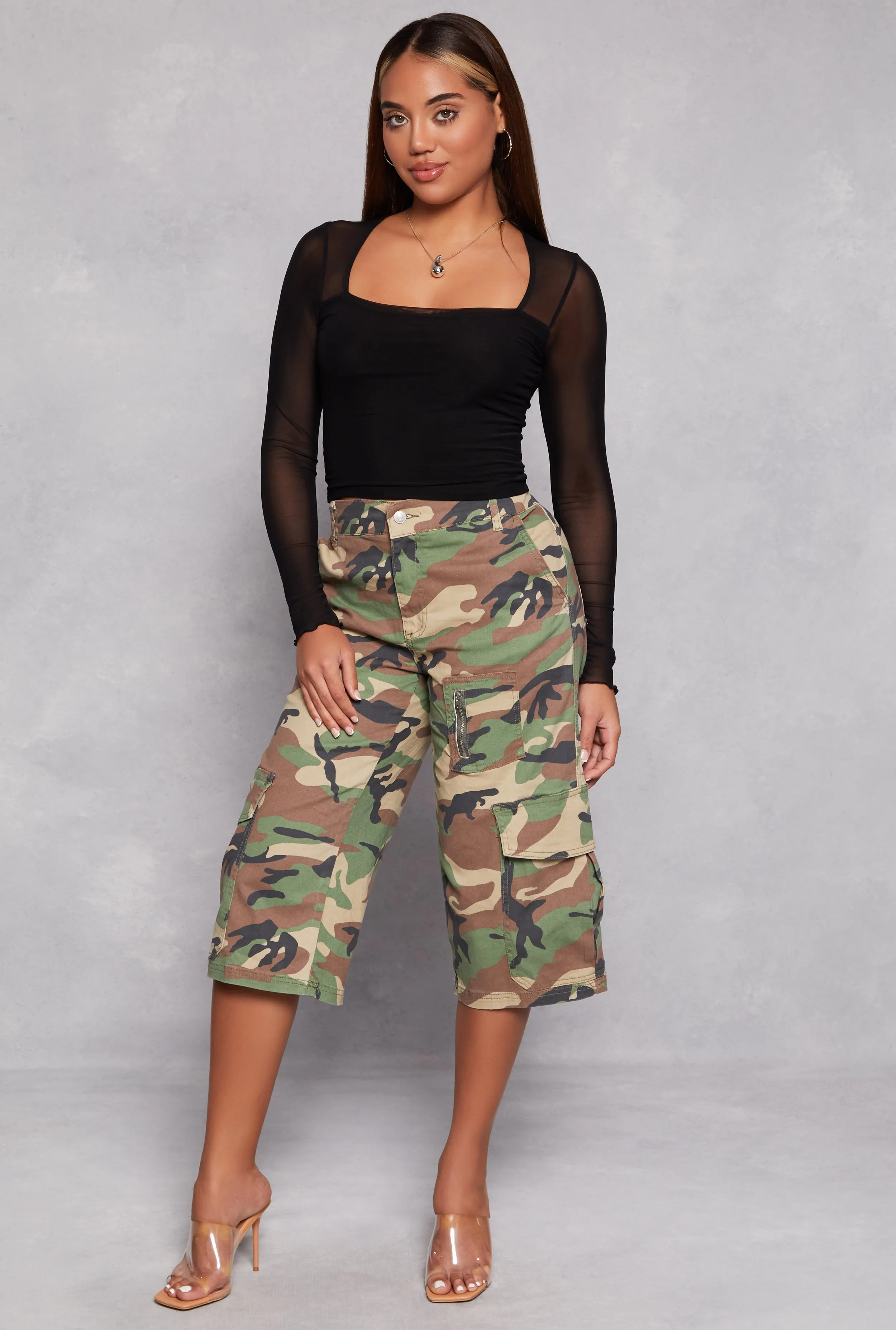 Mesh Sleeve Square Neck Long Sleeve Top sold by Rainbow product image thumbnail 2