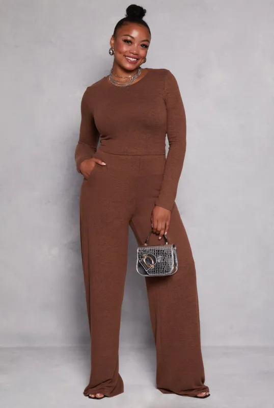 Plus Size Brush Knit High Waist Pants sold by Rainbow