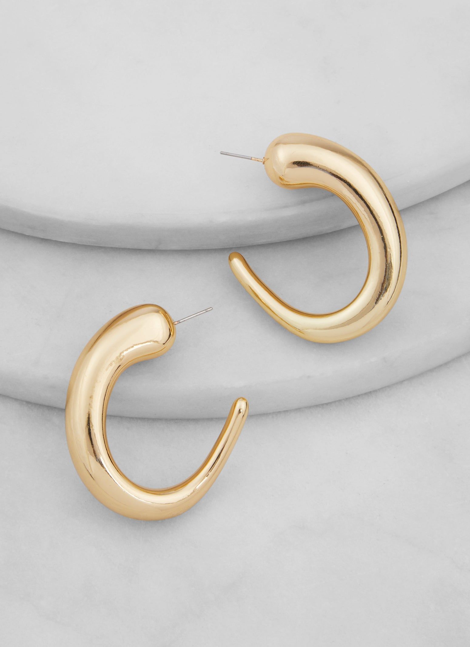 Metallic Chunky Hoop Earrings sold by Rainbow product image thumbnail 2
