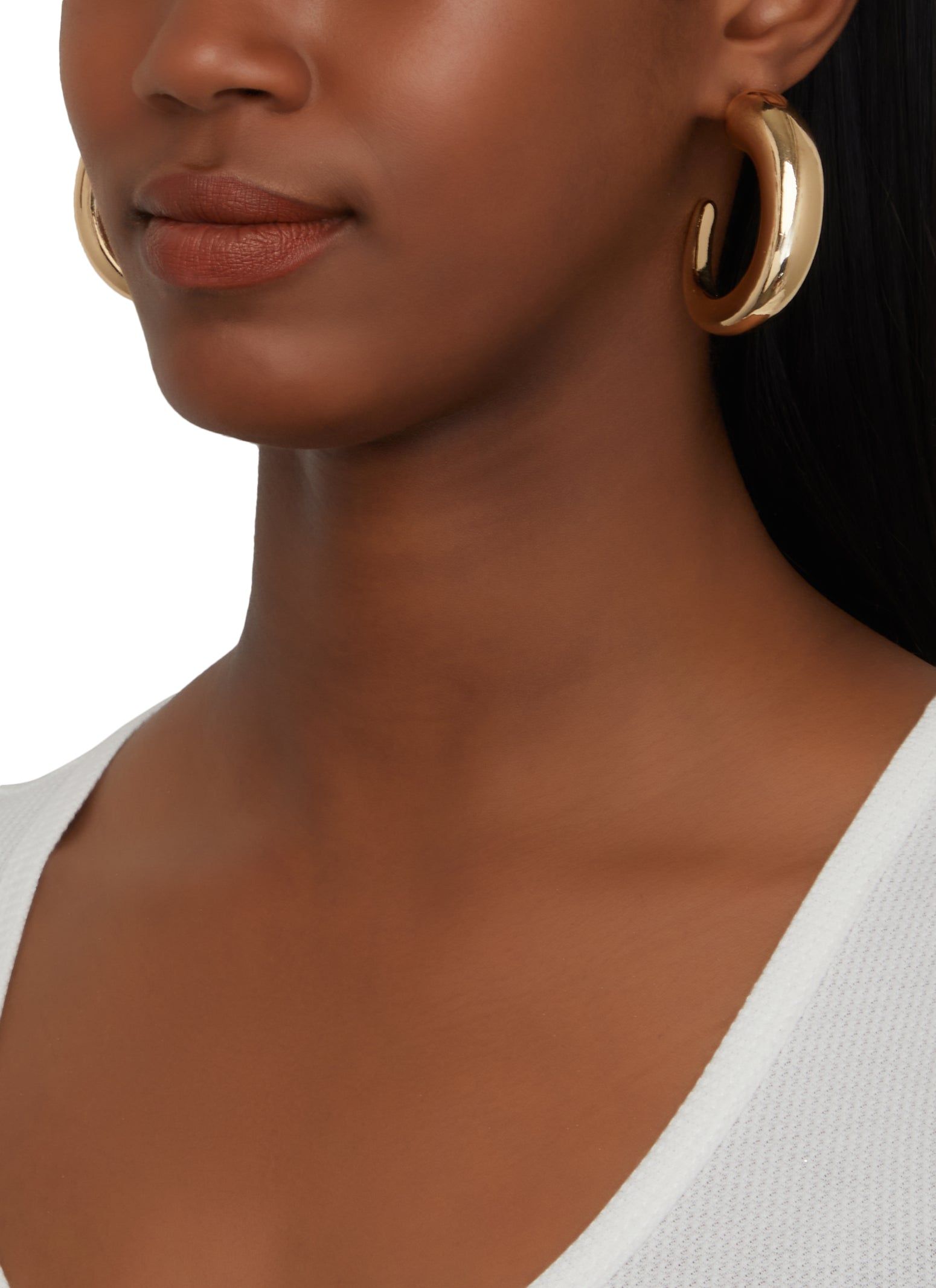 Metallic Chunky Hoop Earrings sold by Rainbow